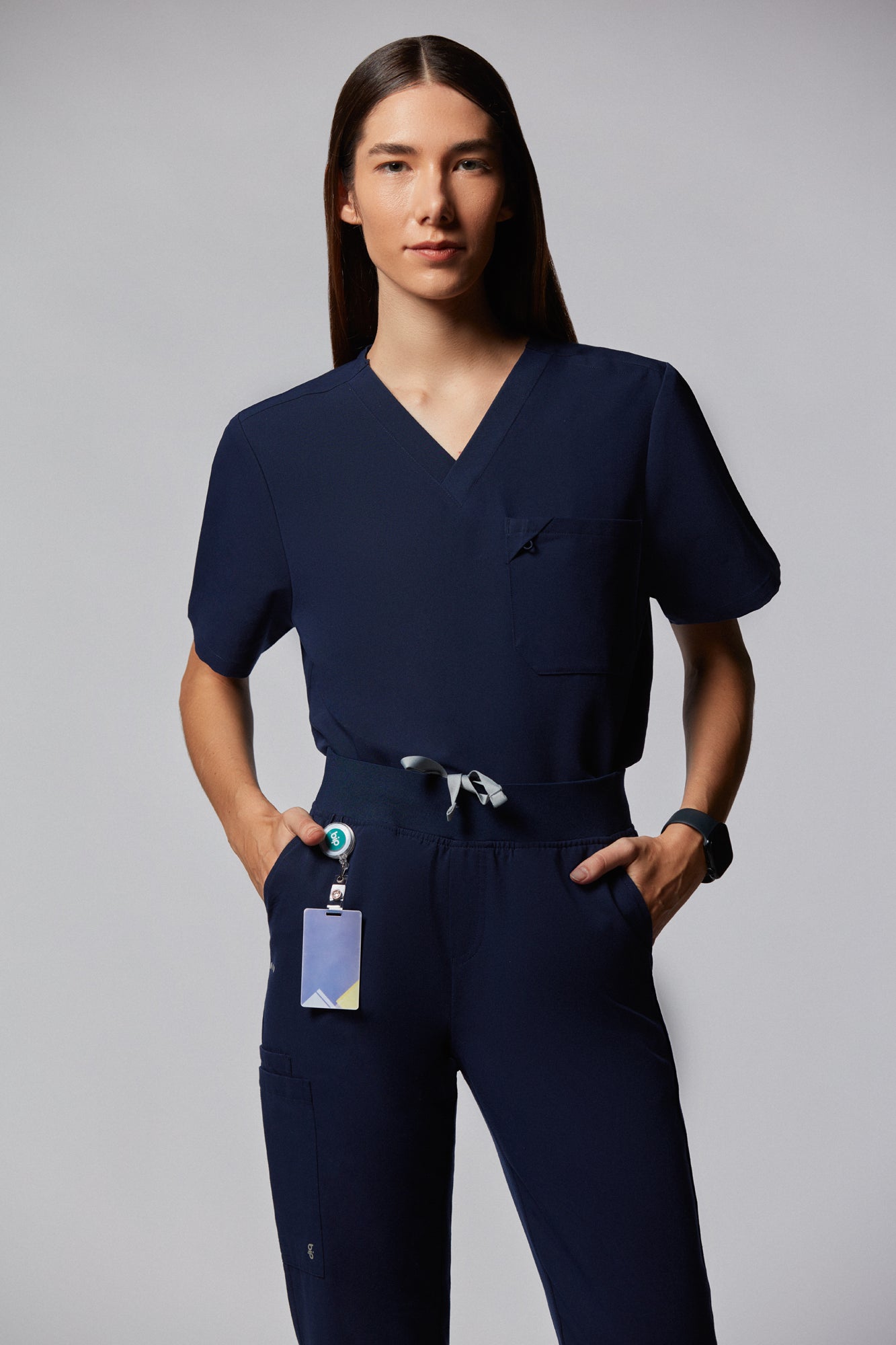 camiseta scrub feminina Tech Elizabeth Azul Marinho - Pijama Cirurgico