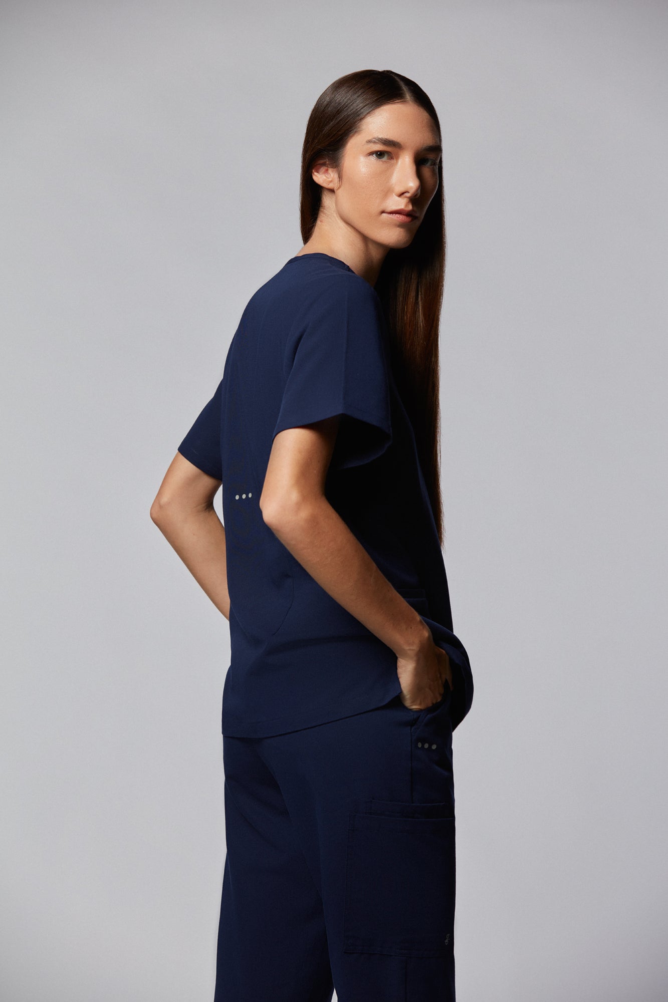 camiseta scrub feminina Tech Elizabeth Azul Marinho - Pijama Cirurgico