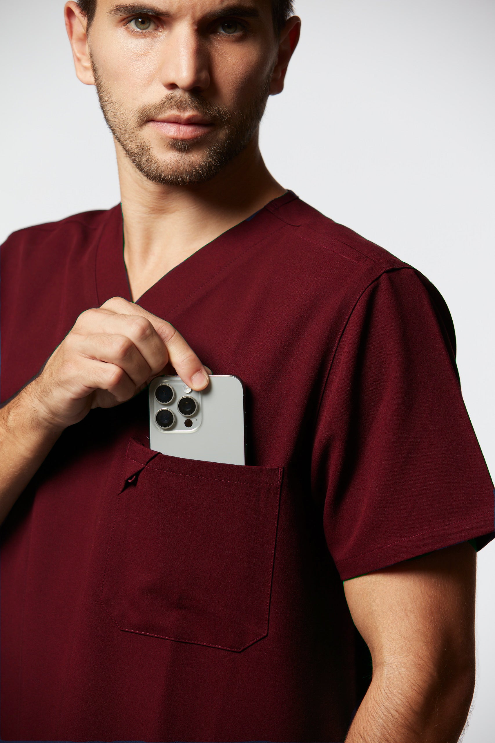 camiseta scrub masculina Soft Jatene Vinho - Pijama Cirurgico