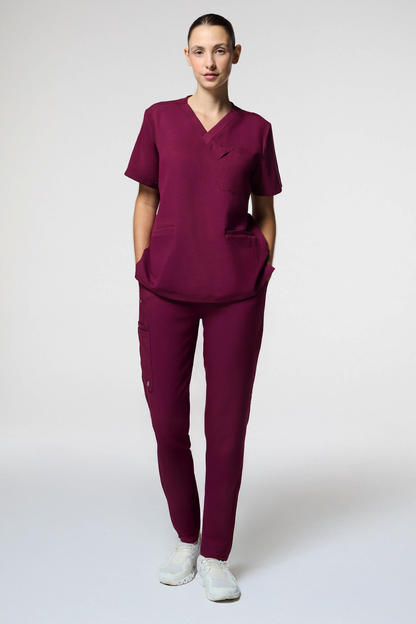 calça scrub feminina Soft Angelina Vinho - Pijama Cirurgico