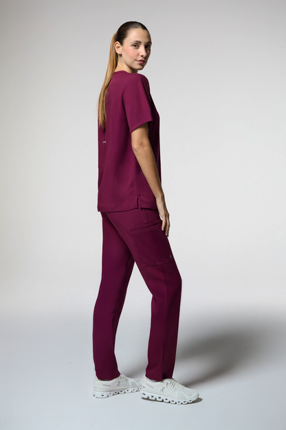 calça scrub feminina Soft Angelina Vinho - Pijama Cirurgico