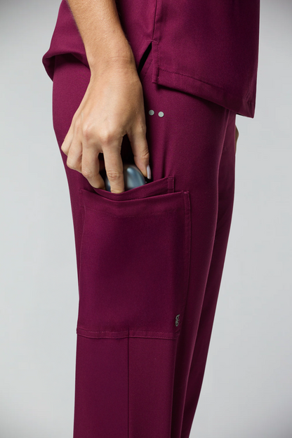 calça scrub feminina Soft Angelina Vinho - Pijama Cirurgico