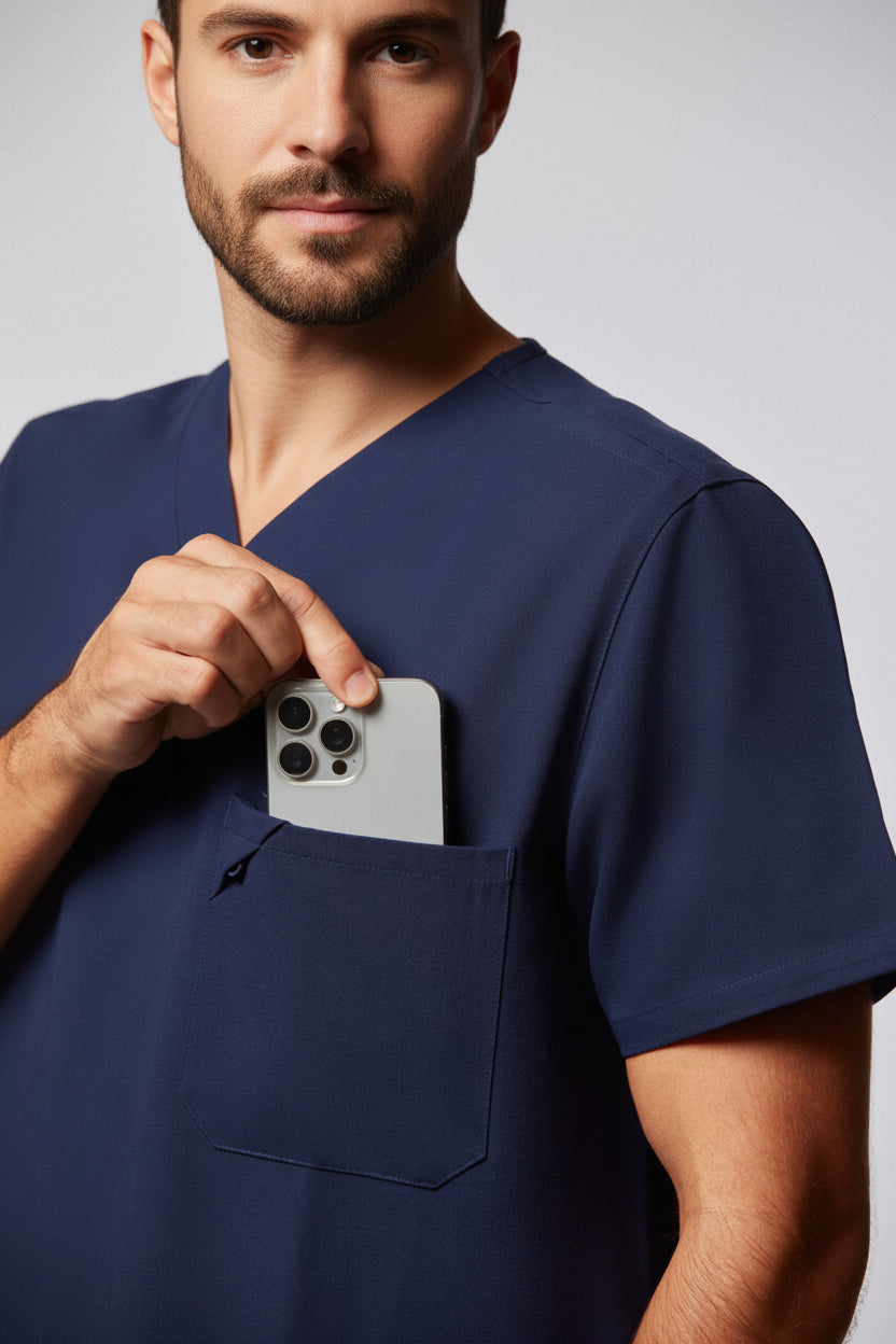 Camiseta Scrub Masculina confortável que não amassa | Pijama cirúrgico