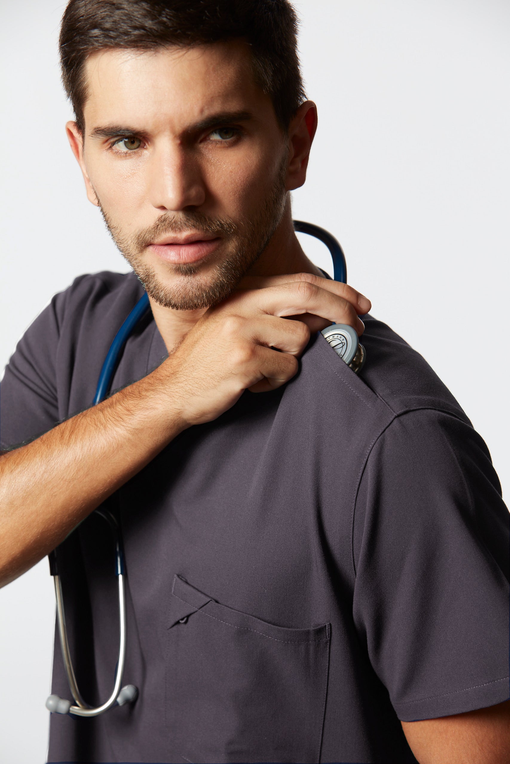 camiseta scrub masculina Soft Jatene Cinza - Pijama Cirurgico