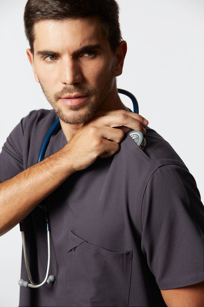 camiseta scrub masculina Soft Jatene Cinza - Pijama Cirurgico