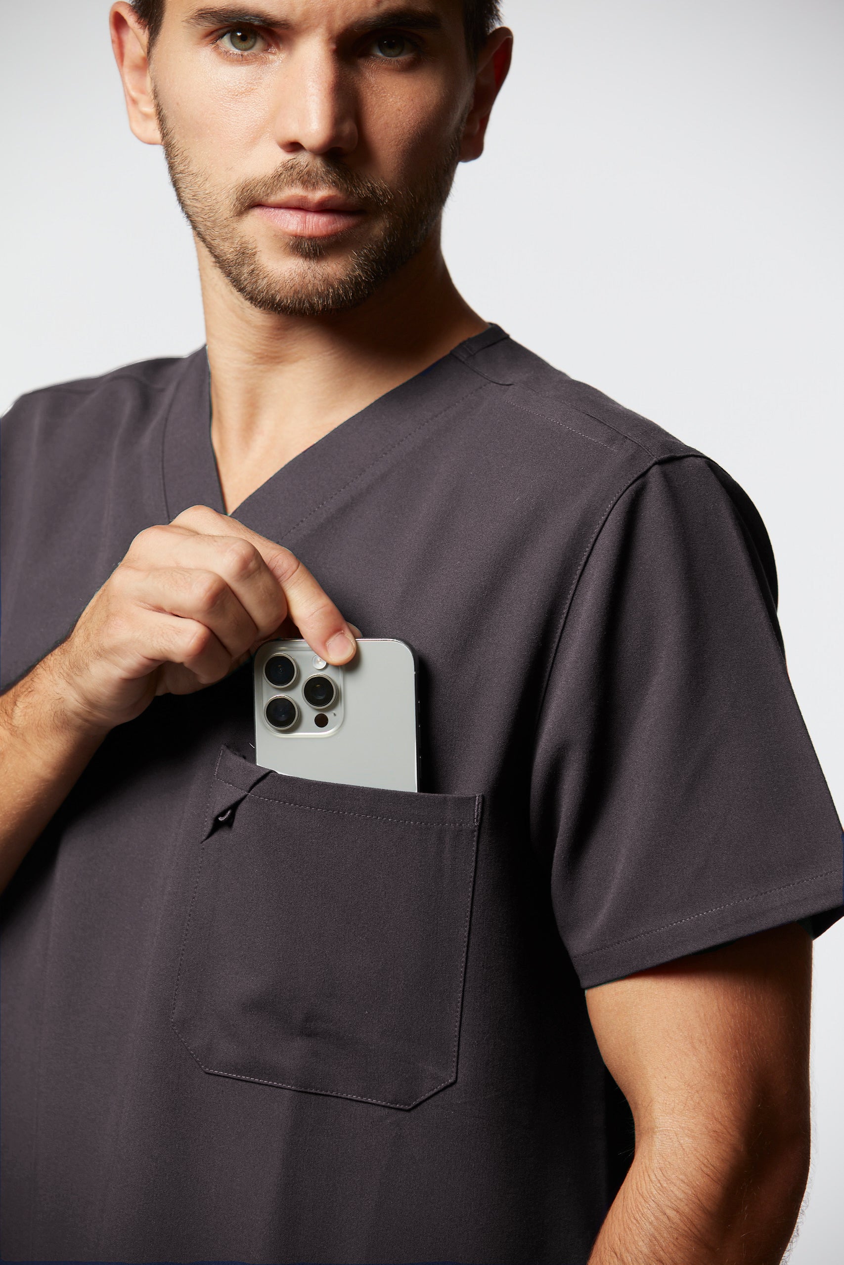 camiseta scrub masculina Soft Jatene Cinza - Pijama Cirurgico