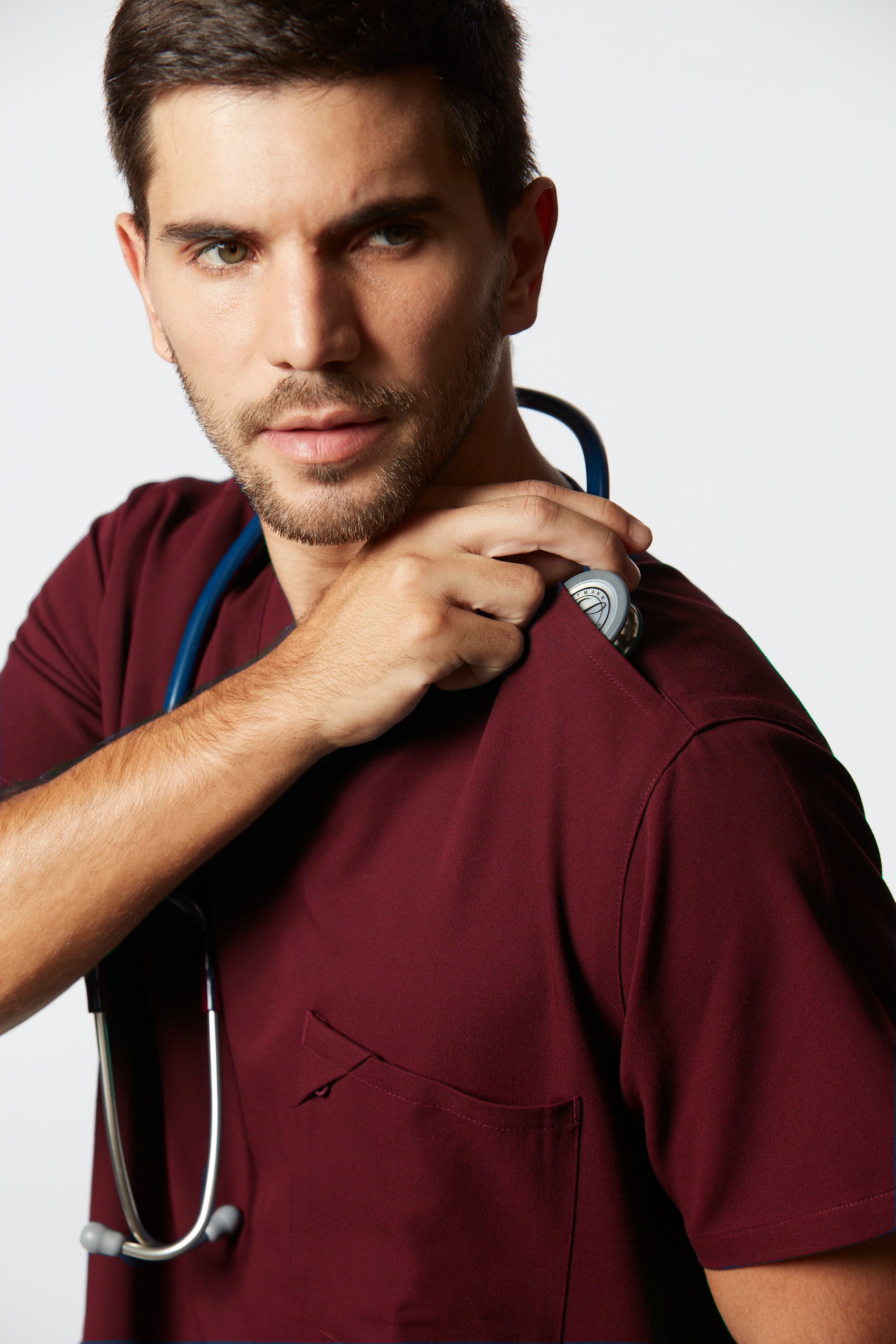 camiseta scrub masculina Soft Jatene Vinho - Pijama Cirurgico